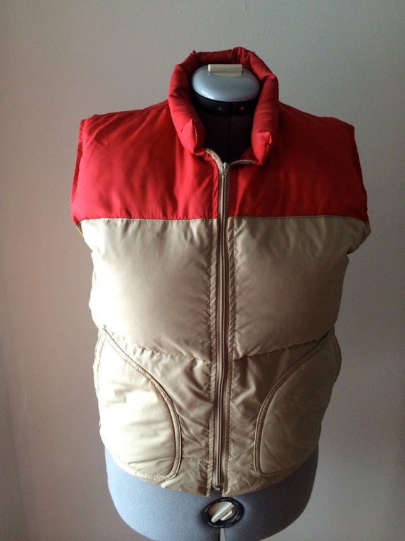 Vintage Down Puffy Vest 80s Chess King Two Tone by RetroGradeNJ