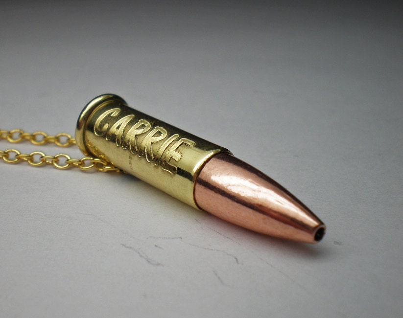 22 caliber Long Rifle Engraved Brass Bullet by