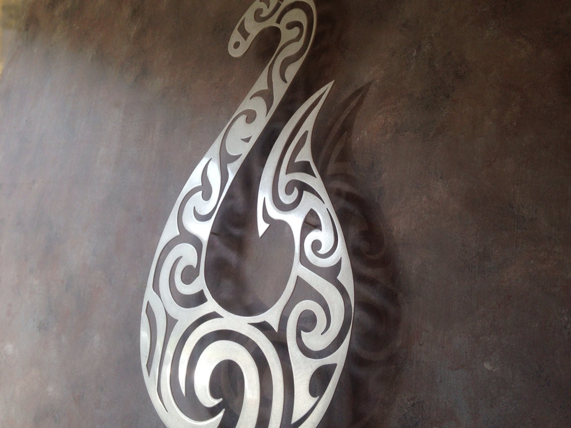 Hei Matau Fish Hook Metal Wall Art Tiki Art Protection