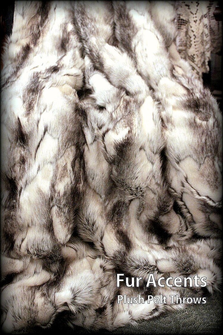 Exotic Gray Rabbit Premium Faux Fur Throw by PremiumFauxFurRugs