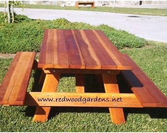 5ft Picnic Table with Benches. Heavy Duty Redwood.