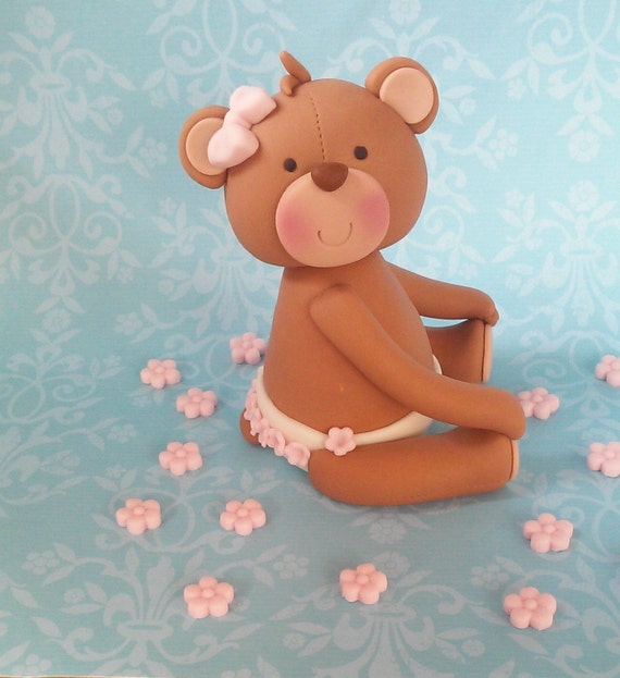 Fondant Baby Teddy Bear with diaper by XbakesbyXimena on Etsy