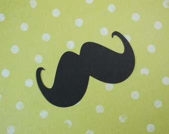 Large Mustache Cutouts, Mustache Die Cuts, 3" x 1.5" Party Decoration, Little Man, Black Mustache, 25 CT.