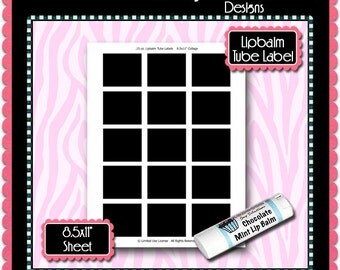 Lipbalm Tube Label Template Instant Download PSD and PNG Formats (Temp359) Digital Bottle Cap Collage Sheet Template