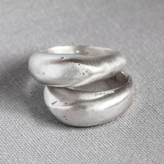 Sterling Silver Stacking Sand Cast Boulder Rings