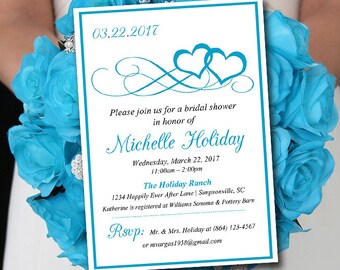 Malibu Blue Bridal Shower Invitations 4