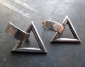 Sterling Silver Earrings,Modernist Sterling Silver Earrings,Silver Geometric Earrings,Triangle Silver Earrings,Silver 1980s Earrings