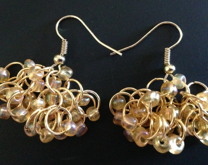 gold ring beaded earrings