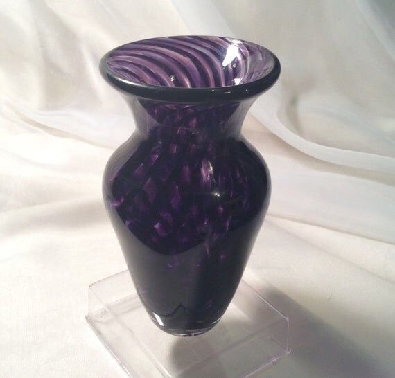 Amethyst Spirals Blown Glass Vase Deep Purple Art By Moltencolor