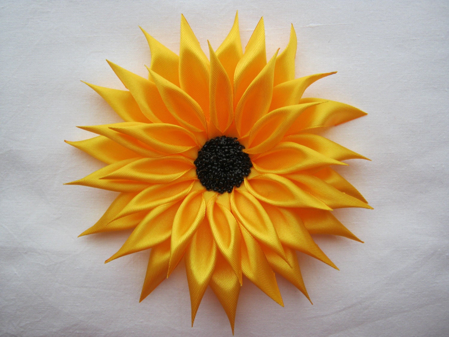 Handmade satin sunflower satin ribbon sunflower by RADONESKA