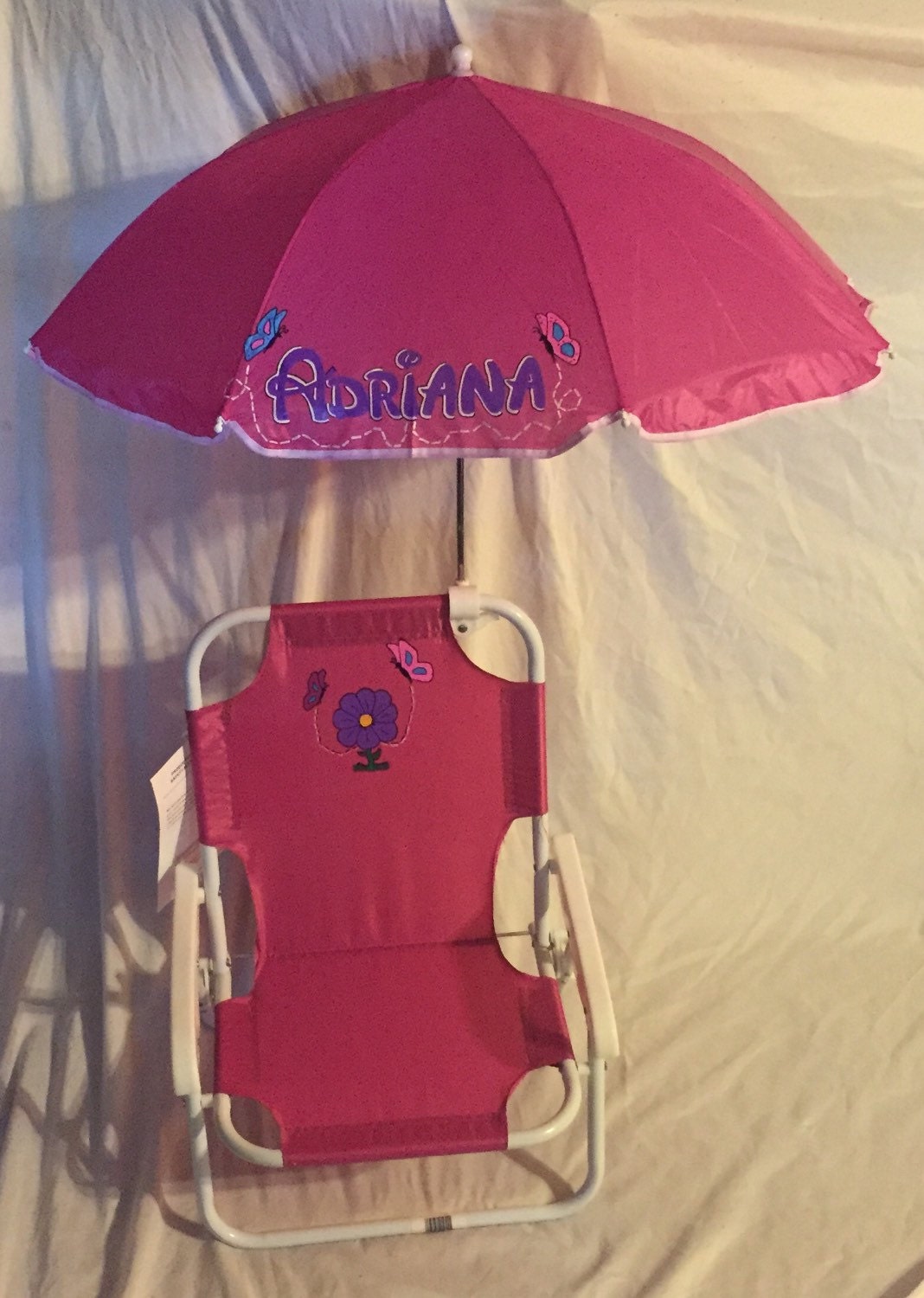 Personalized kids beach chair with umbrella