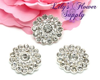 Flatback Metal Rhinestones - Clear buttons- Rhinestone button - Acrylic Button - Rhinestones - Embellishment - Supply - Wholesale - 25 mm