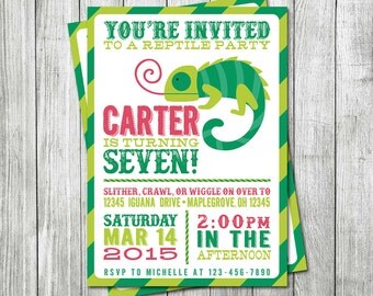 Reptile Birthday Invitation - DIGITAL FILE - Lizard Invitation - Reptile Birthday Party Invite - Lizard Birthday Invitation - Reptile Invite
