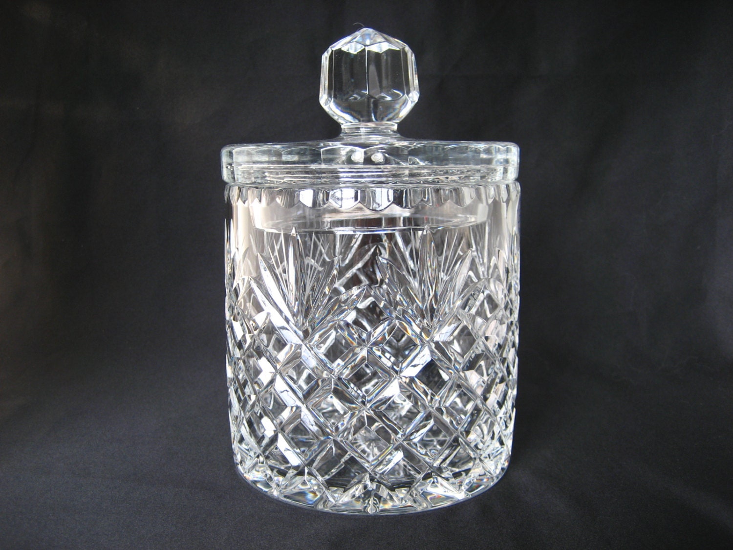 Vintage Clear Crystal Glass Cookie Jar with Lid Lidded Covered