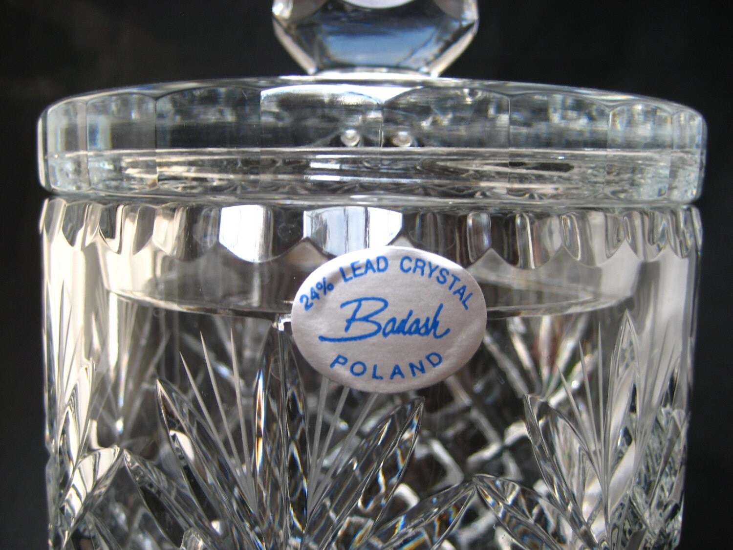Vintage Clear Crystal Glass Cookie Jar with Lid Lidded Covered
