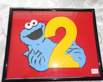 cookie monster framed photo