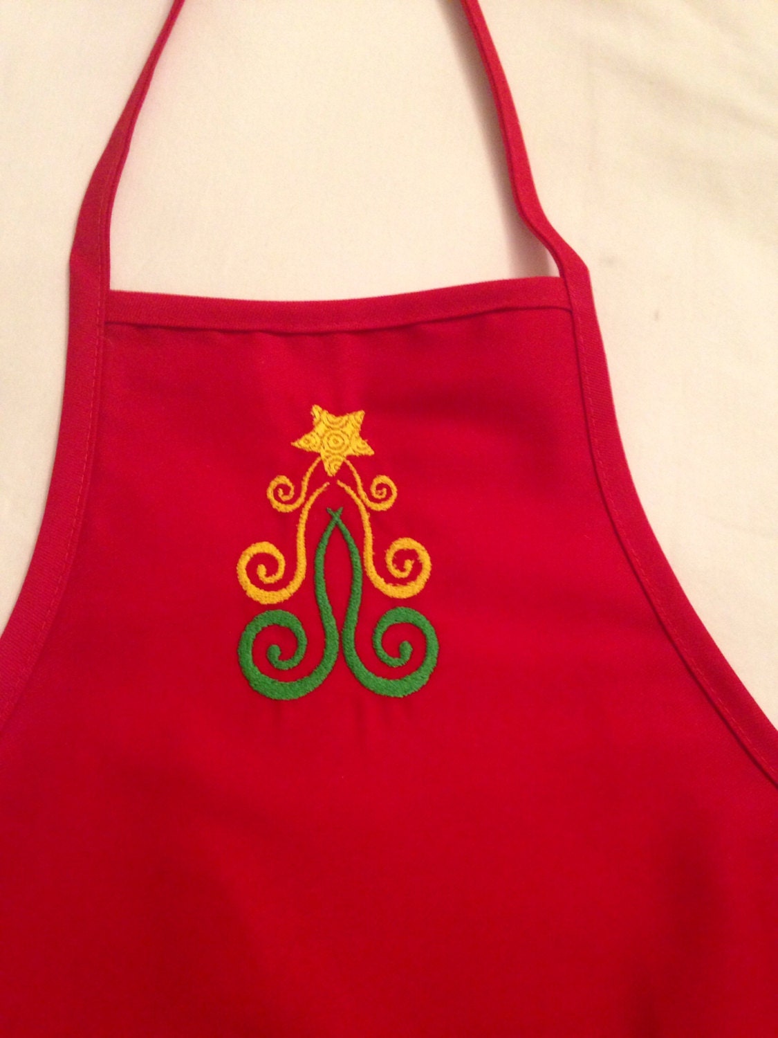 child s apron red embroidered christmas tree by child s apron red embroidered christmas tree by