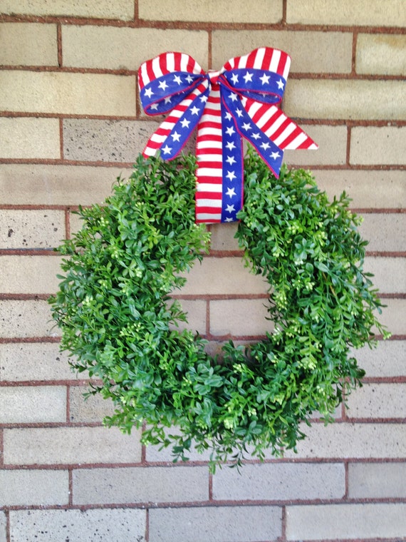 Patriotic Boxwood Wreath