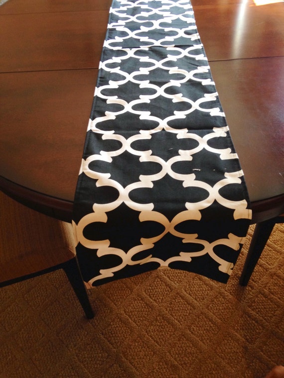 Items similar to Black and white table runner on Etsy