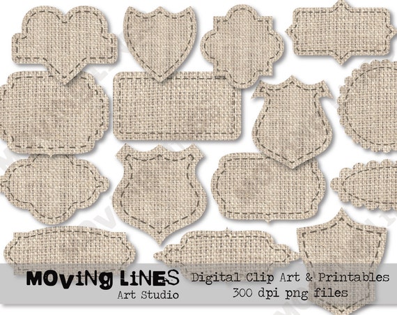 Burlap Labels Clip Art Printable Linen Digital by MovingLines