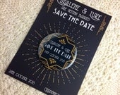 Wedding Save The Date Magnets Art Deco inspired Design (Complete With Backing Postcards)
