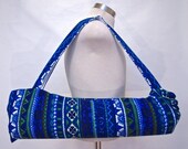 Geometric print yoga bag from vintage 80's fabric. Simple sturdy yoga mat case for men or women.