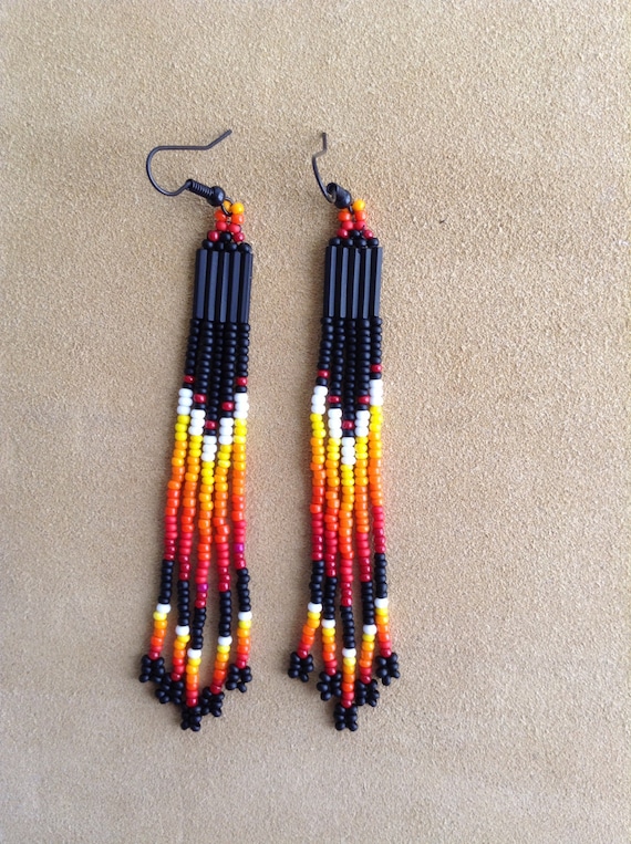 Seed bead Native American style dangle earrings