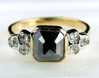 Diamond ring Black Diamond Engagem ent Ring14K Gold with natural ...