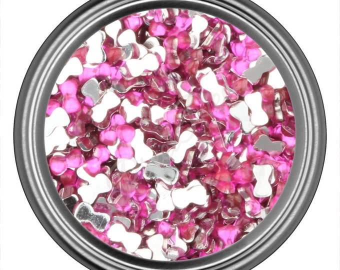 Dark Pink Bow Rhinestone Gems Flat Back Face Art Nail Art Scrapbook Phone Decoration 3mm