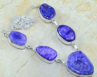 Jewelry, Necklace, Agate Necklace, Druzy Necklace, Drusy Necklace, Blue Necklace, 925 Silver Necklace, Choker Necklace, Statement Necklace