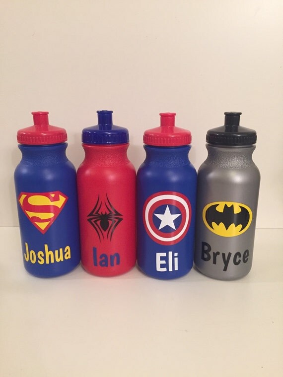 Items similar to Personalized Kids Party Favor Super Hero Water