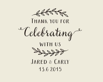 Rustic stamp-Custom Wedding Calligrapy Stamp - Thank You For Celebrating With Us personalized wedding stamp for DIY wedding favors