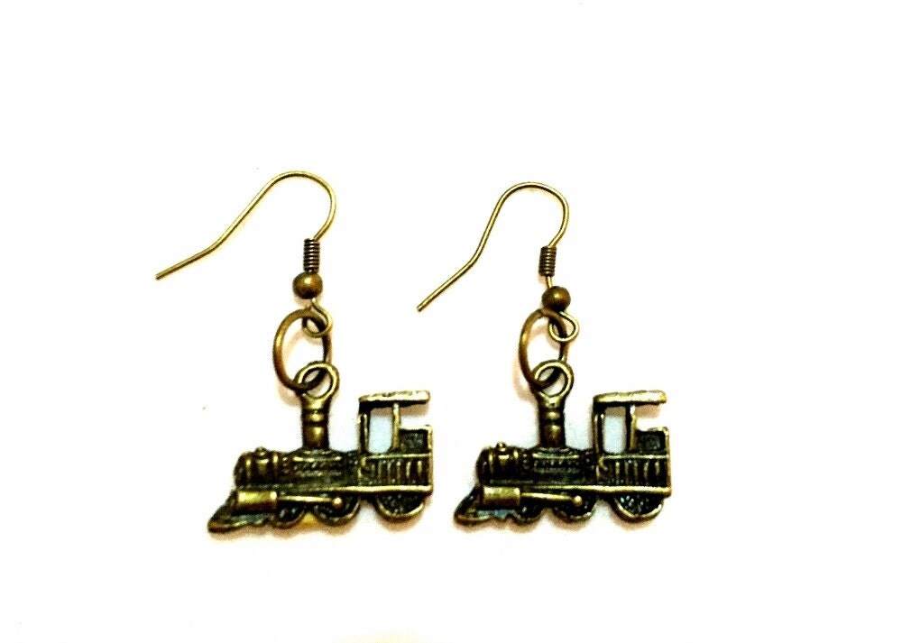 Train Earrings Steampunk Earrings Steam Train