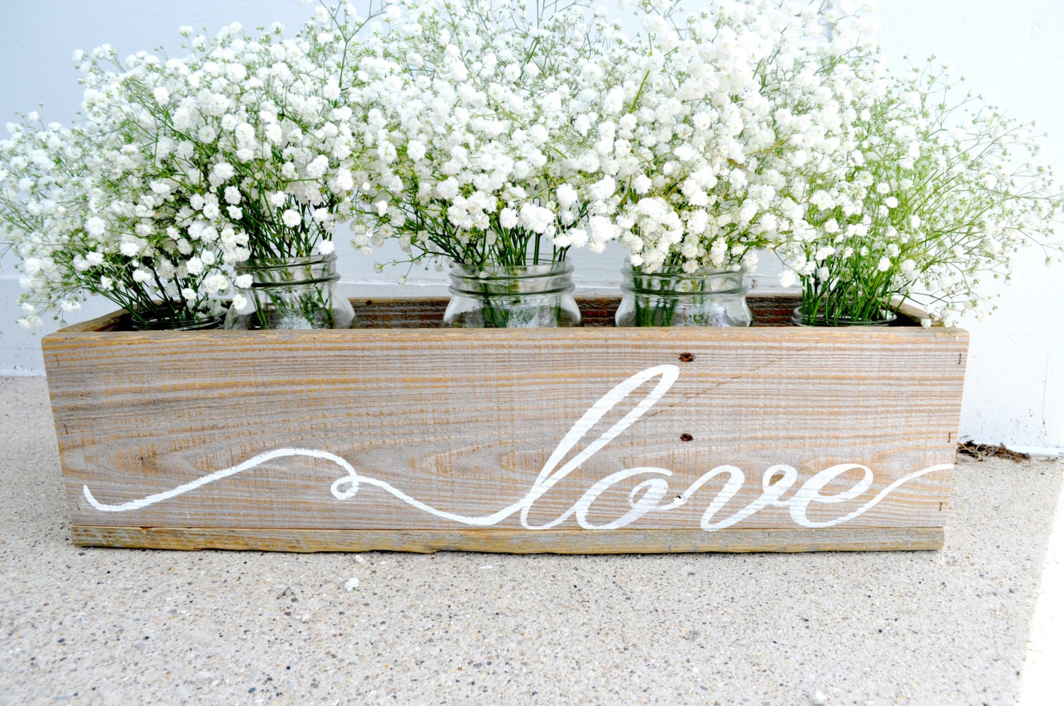 Reclaimed Wooden Love Planter Wooden Flower Box Hand Painted