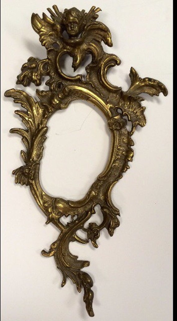 Antique art nouveau brass mirror frame by SilverCupVintage on Etsy