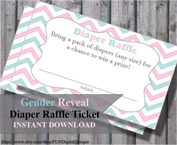 Diaper Raffle Tickets Gender Reveal Chevron Strip