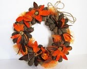 Autumn Fall Orange Wreath Door Decor Halloween Dried Brown Pine Cones Indoor Home Decoration Wall Decor Flower Year Round Handmade Christmas Autumn Fall Orange Wreath Door Decor Halloween Dried Brown Pine Cones Indoor Home Decoration Wall Decor Flower Year Round Handmade Christmas