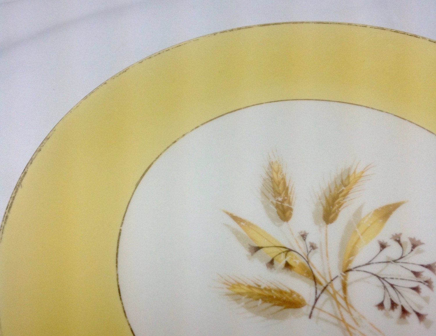 Vintage Semi Vitreous Dinnerware Autumn Gold Yellow Wheat Gold