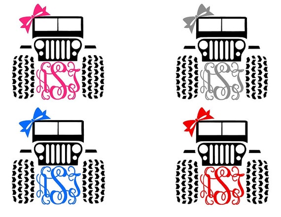 Jeep & Bow Vinyl Monogram Diecut Decal Car WndwLaptopMore