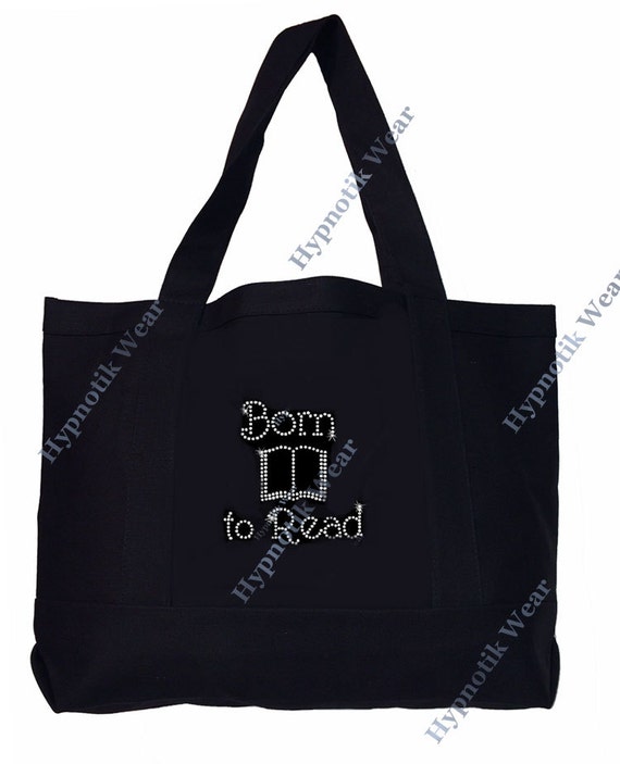 Rhinestone Sturdy Tote Bag with Zipper & front Pocket