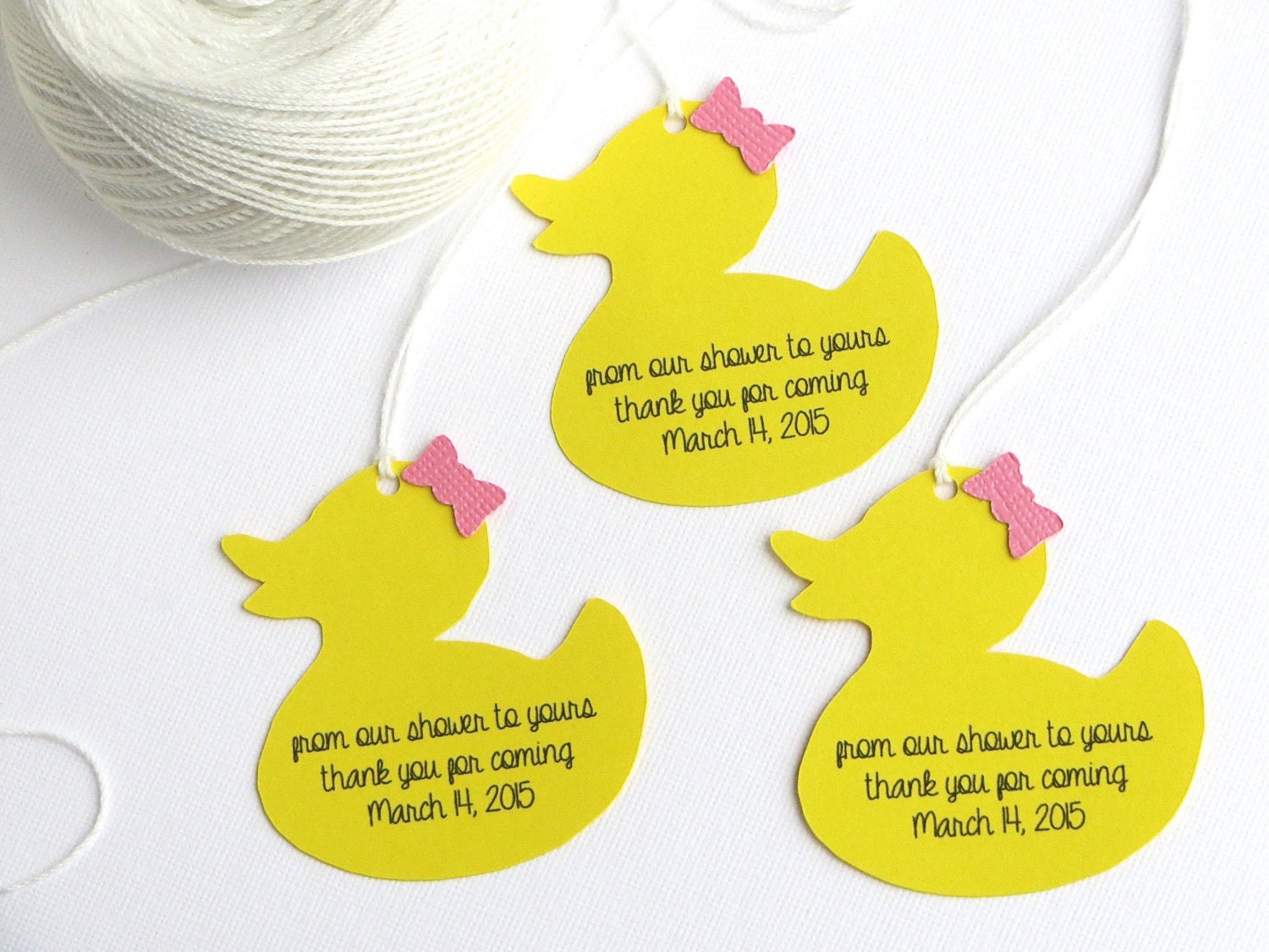 Rubber duck baby shower favor tags Girl baby shower thank you