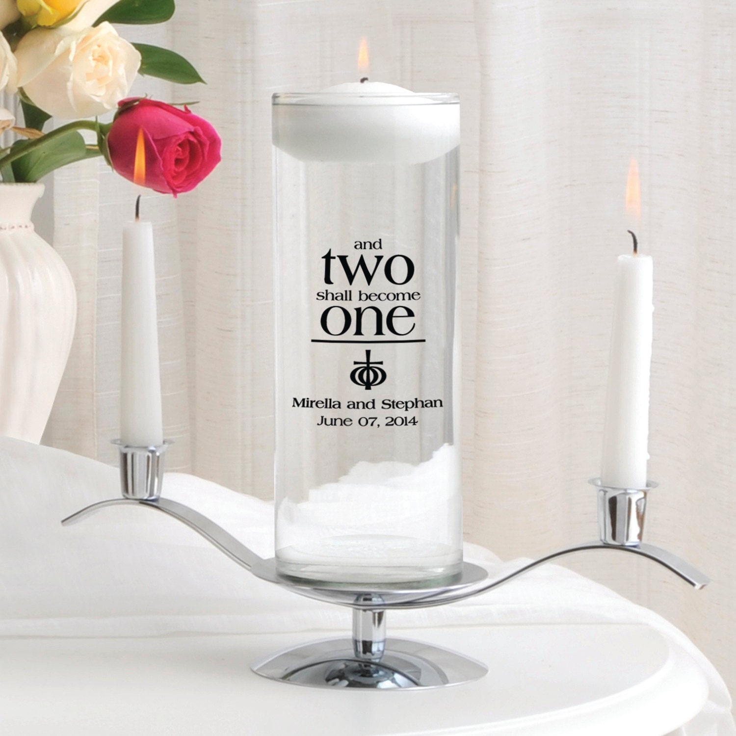 Glass Wedding Candle Vase Personalized by CathysCustomCandles