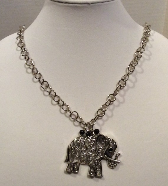 Items similar to Elephant Pendant and Chain on Etsy