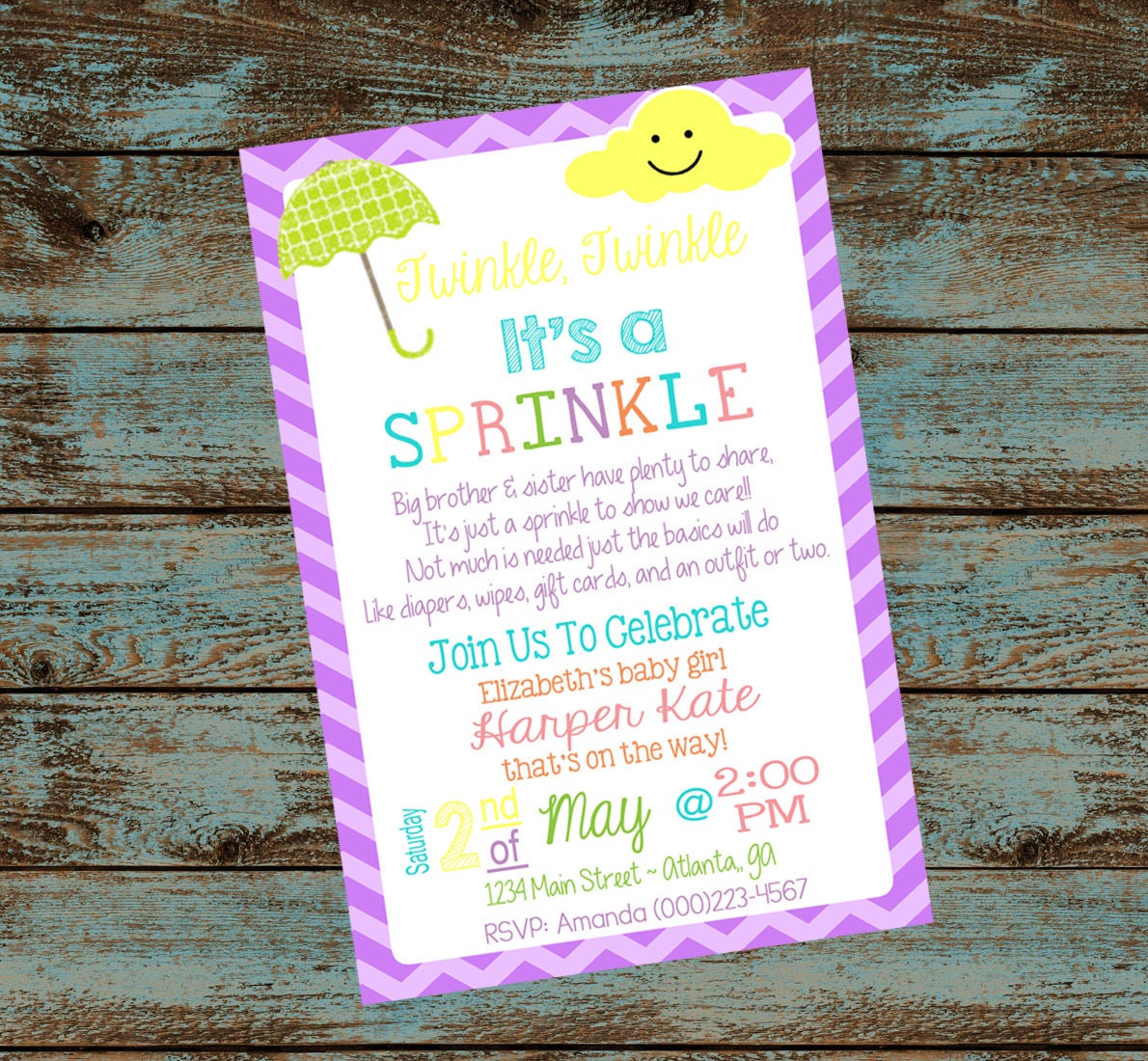 Baby Sprinkle Invitation Twinkle Twinkle It's a Sprinkle