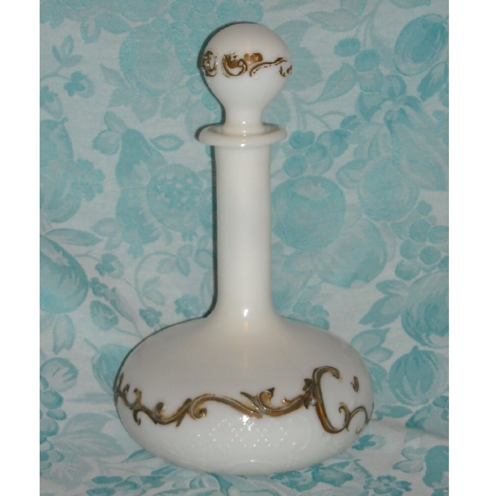 Antique Milk Glass Decanter w Orig Stopper. McKee Holland