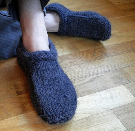 Hand knit wool slipper socks. Men's slipper socks. Handmade. Birthday ...