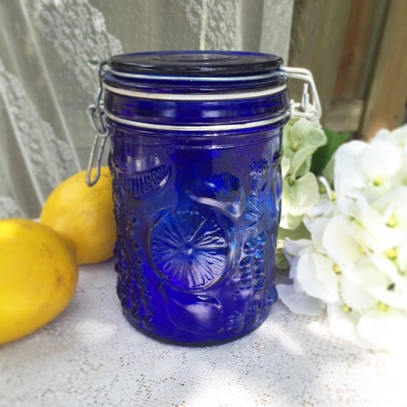 Cobalt Blue Mason Jar Swing top bottle by
