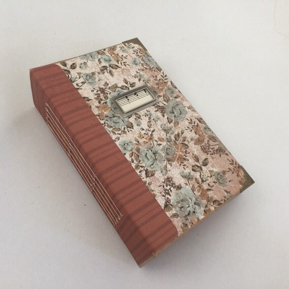Vintage floral title journal tea dyed by