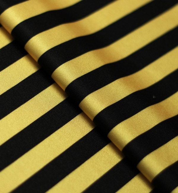 5 Yard/5 Meter Stretch Fabric Stripe Print Gold and Black