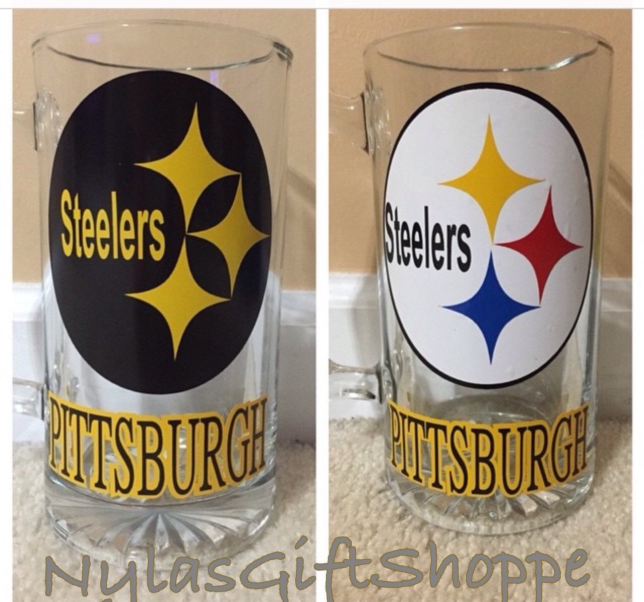 Nfl Pittsburgh Steelers And Atlanta Falcons Personalized Glass 7643